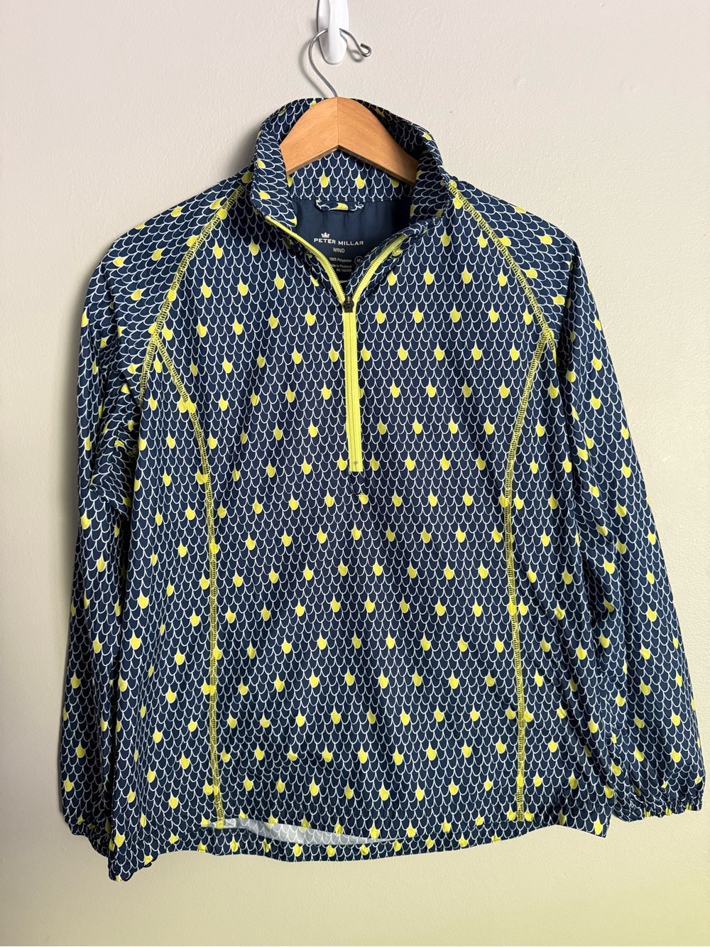 Peter Millar Women’s M Windbreaker Jacket Navy & Yellow Quarter-Zip Pullover